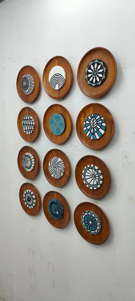 Artisan Carved Wooden Wall Sculpture – Set of 12 Framed Panels | Handcrafted Wall Art Decor - The Gharnish - A Unit of Satkala Creations