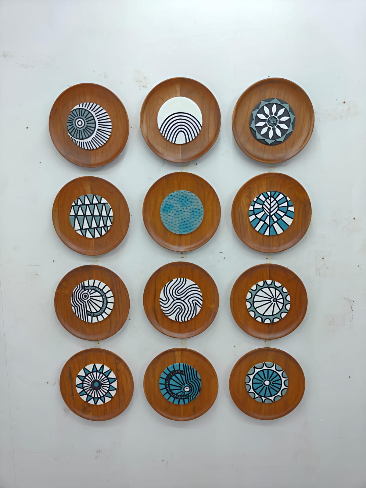 Artisan Carved Wooden Wall Sculpture – Set of 12 Framed Panels | Handcrafted Wall Art Decor - The Gharnish - A Unit of Satkala Creations