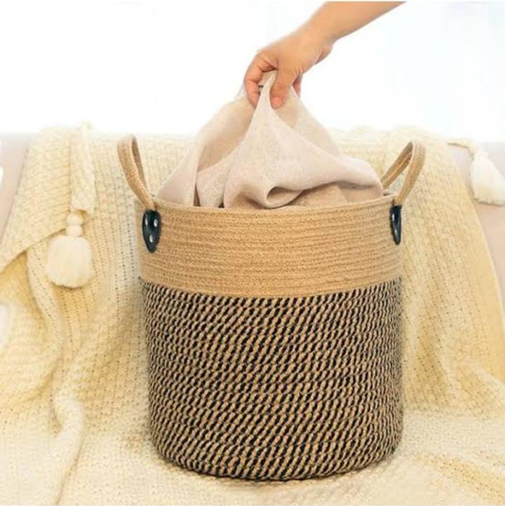 Laundry Basket with handle | Storage Basket Cum Handbag - The Gharnish - A Unit of Satkala Creations