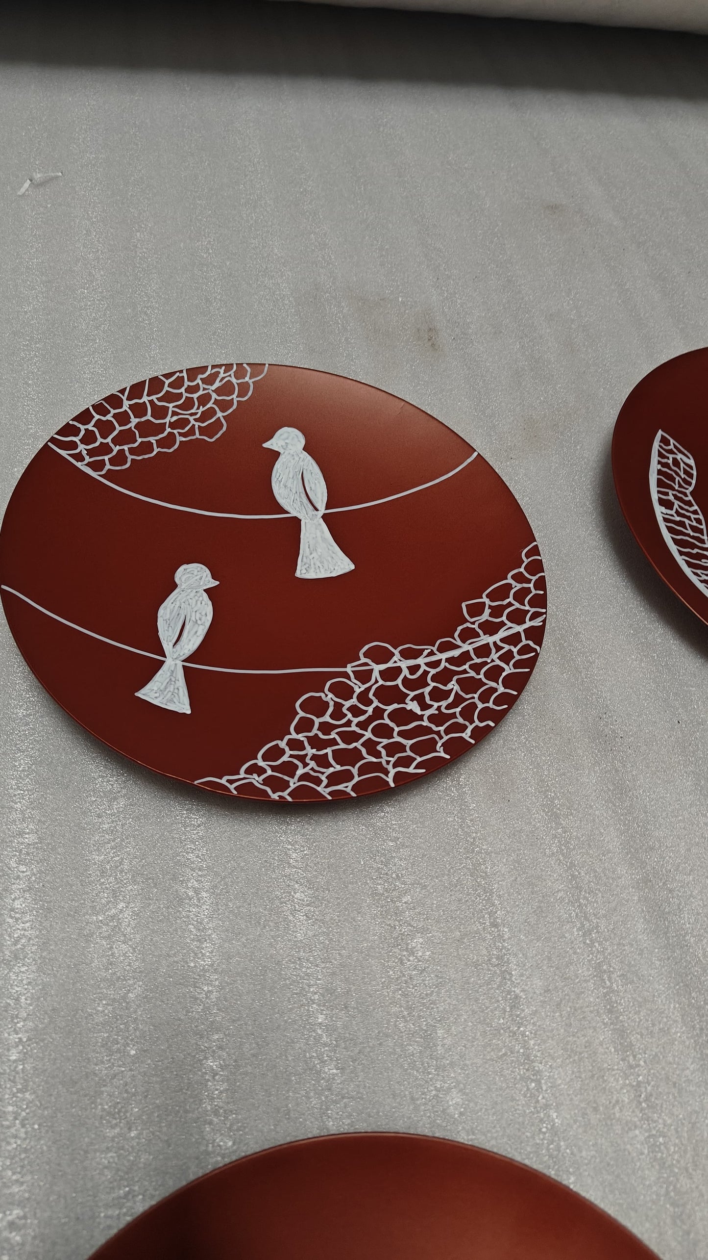 Botanical Harmony Hand-Painted Wall Plate Set - The Gharnish - A Unit of Satkala Creations
