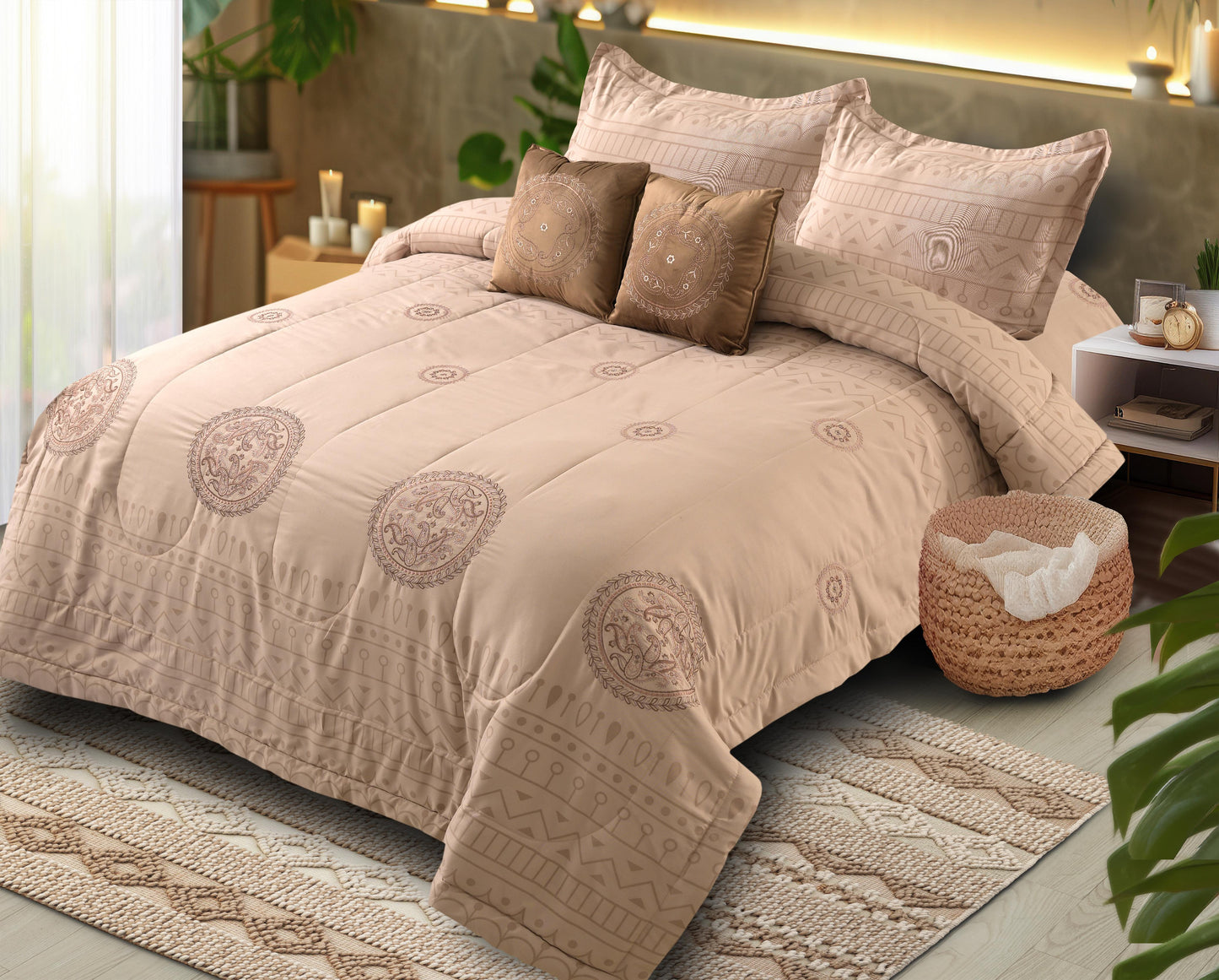 6 Pcs Jewels All Season Quilted Comforter Set - The Gharnish - A Unit of Satkala Creations