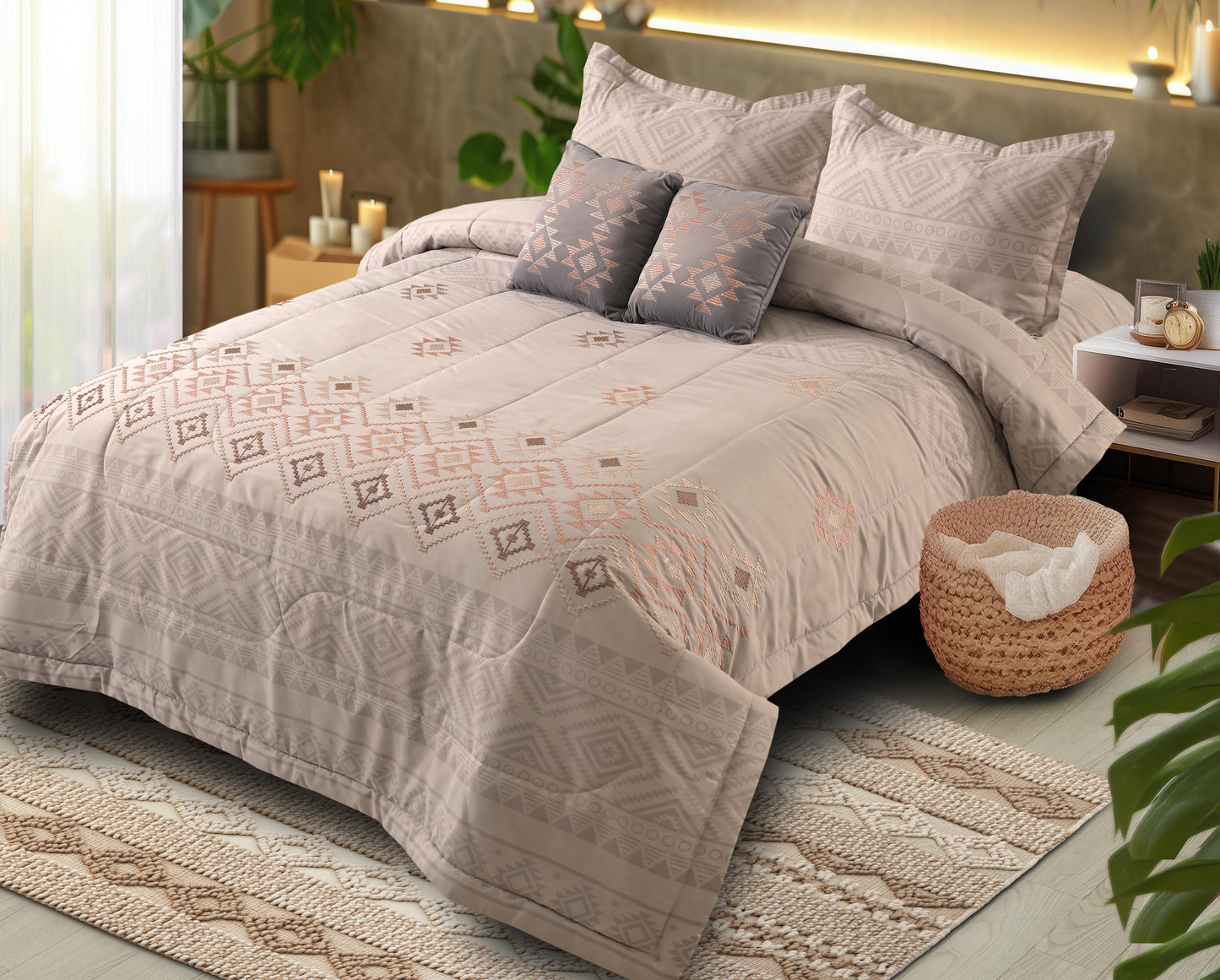 6 Pcs Jewels All Season Quilted Comforter Set - The Gharnish - A Unit of Satkala Creations