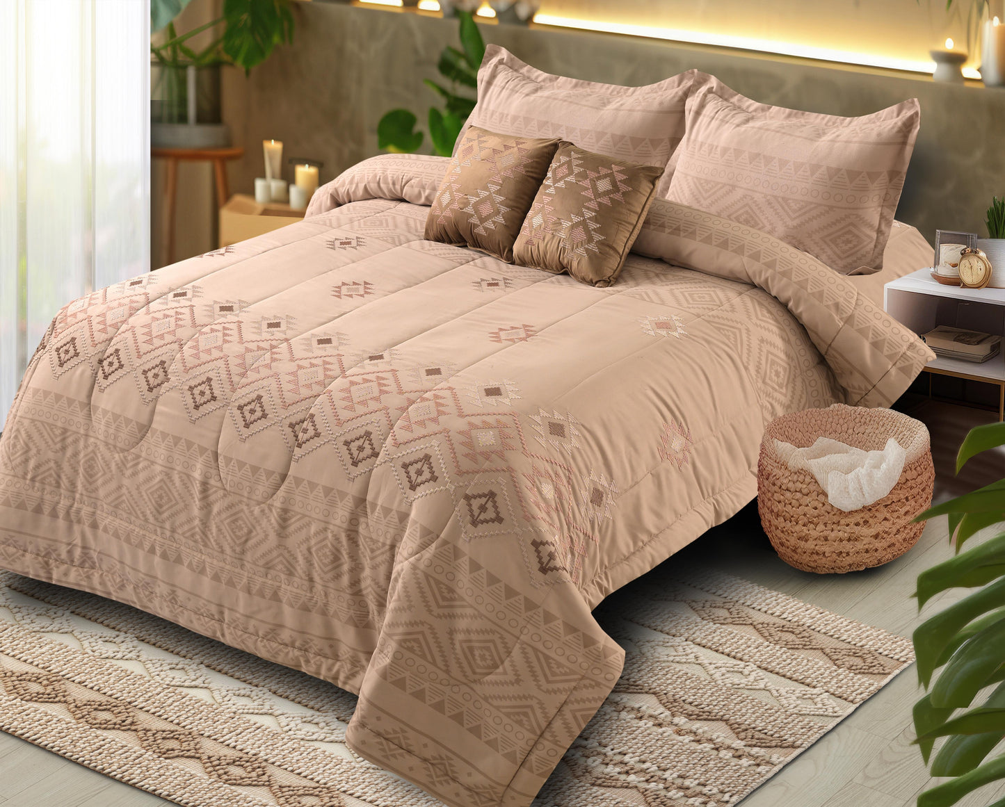 6 Pcs Jewels All Season Quilted Comforter Set - The Gharnish - A Unit of Satkala Creations