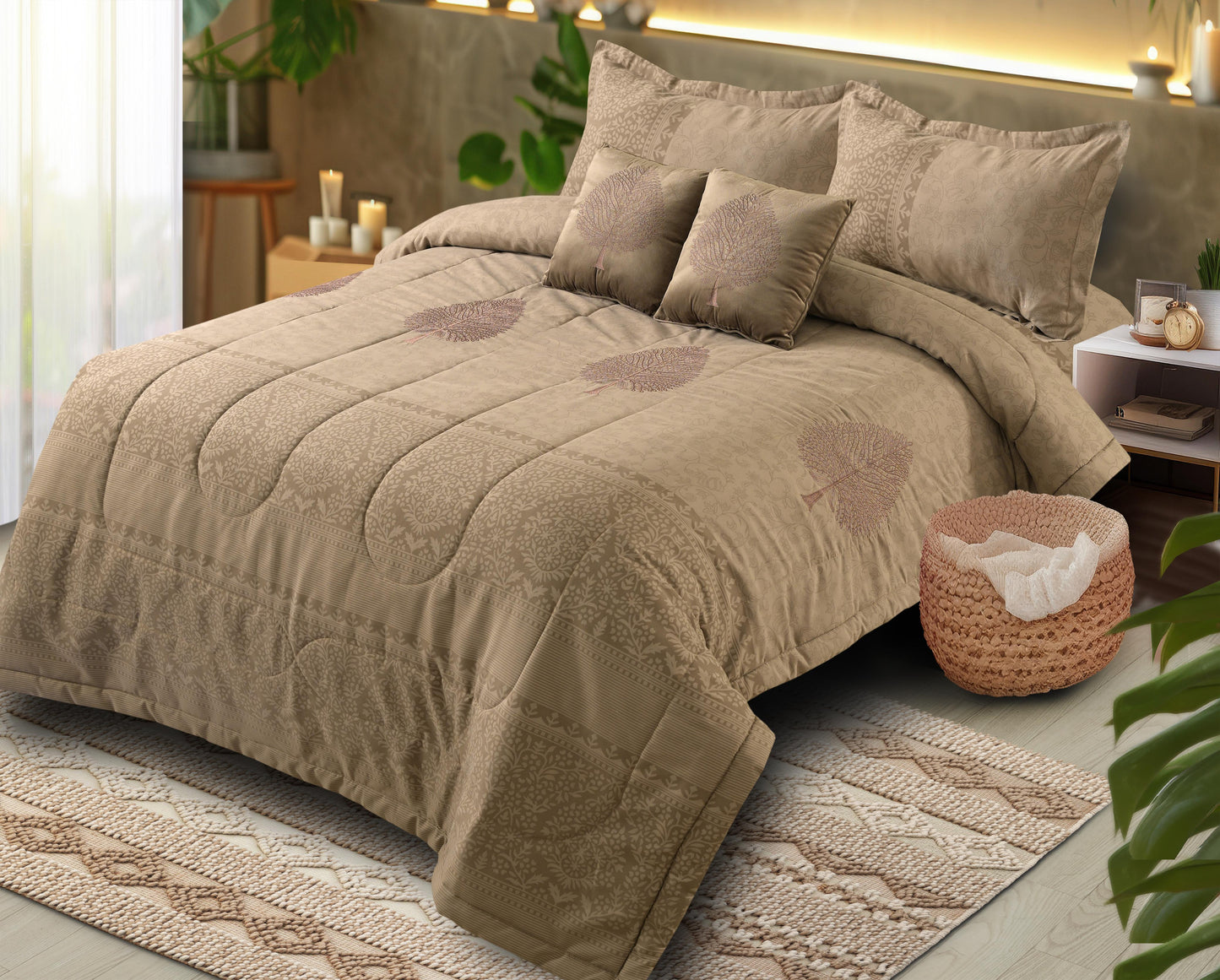 6 Pcs Jewels All Season Quilted Comforter Set - The Gharnish - A Unit of Satkala Creations