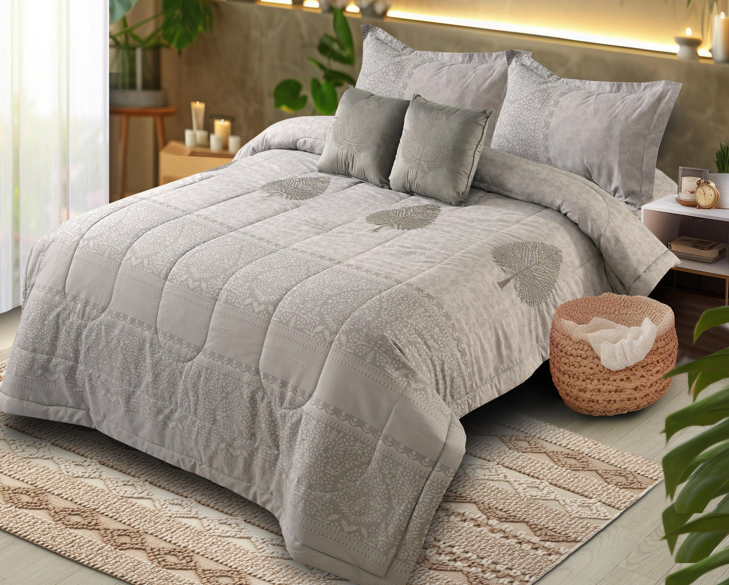 6 Pcs Jewels All Season Quilted Comforter Set - The Gharnish - A Unit of Satkala Creations