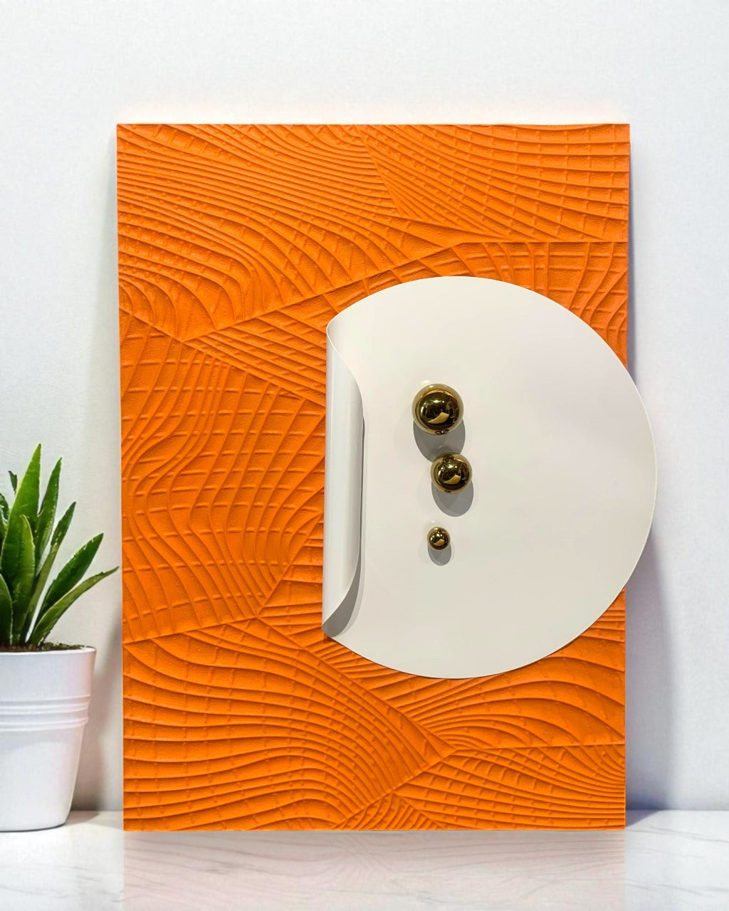 Orange Textured Metal and Wooden Frame Wall Art - The Gharnish - A Unit of Satkala Creations
