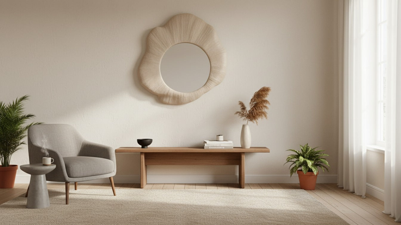 Noir Bloom Sculpted Wall Mirror - The Gharnish - A Unit of Satkala Creations