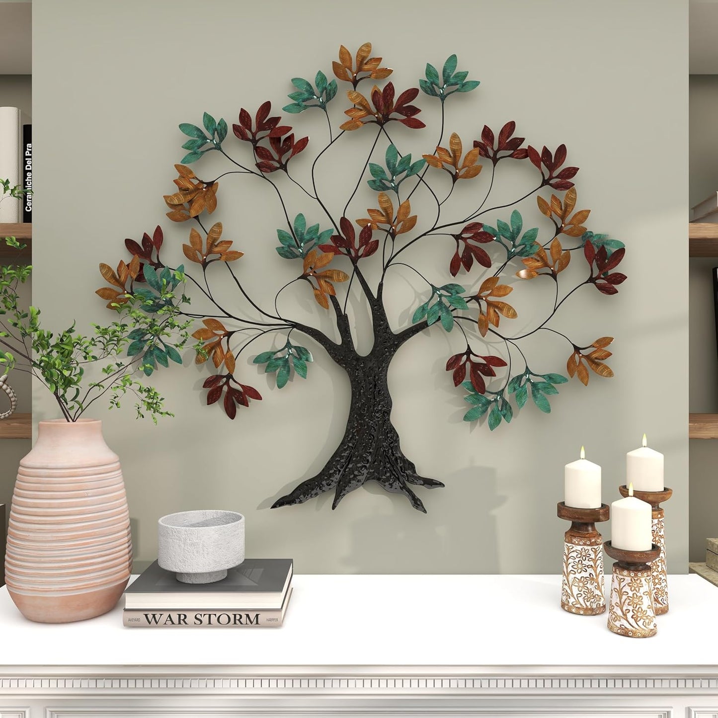 Handcrafted metal wall art featuring a Tree of Harmony design, decorative wall decor by The Gharnish.