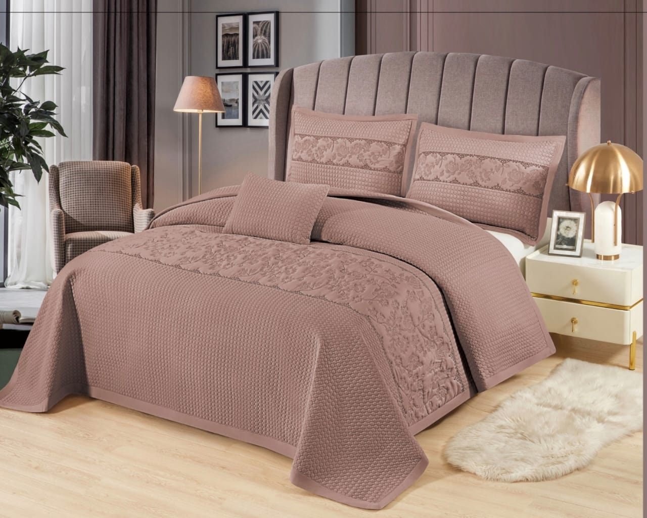 Gracie Designer Quilted Double Bedcover Set of 4 Pcs - The Gharnish - A Unit of Satkala Creations