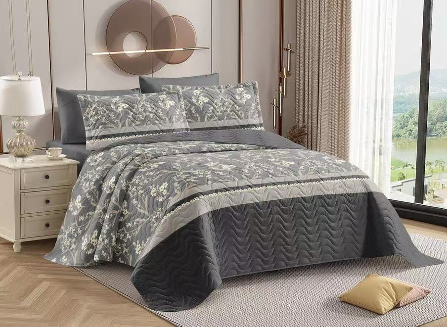 Designer Bloom Luxe Quilted Bedding Set - The Gharnish - A Unit of Satkala Creations