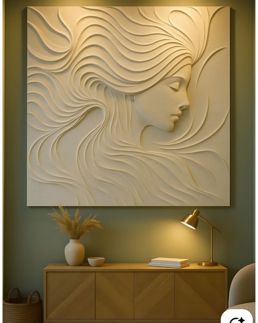 Ethereal Flow 3D wooden wall art by The Gharnish, featuring intricate carved wooden design for modern home decor.