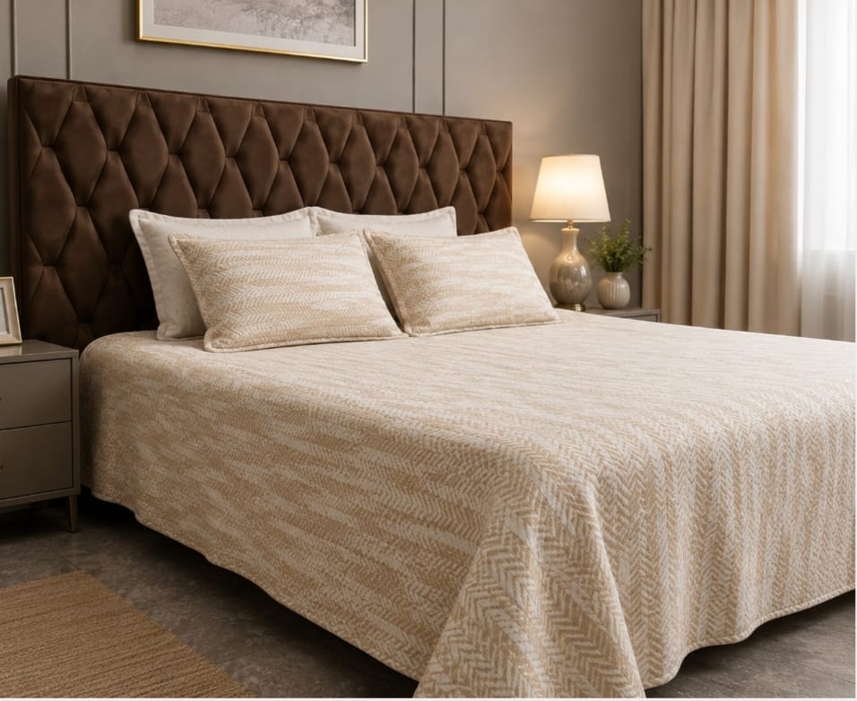 Premium Jacquard 3-Piece King Size Bedding Set | Luxury Textured Bedspread with 2 Pillow Covers