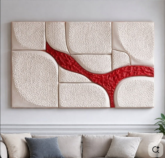 Crimson Flow β Textured Abstract Wall Art