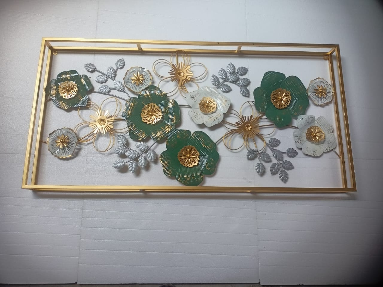 Premium Metallic Flower and Petal Frame Wall Art - 48 x 24 Inches - The Gharnish - A Unit of Satkala Creations