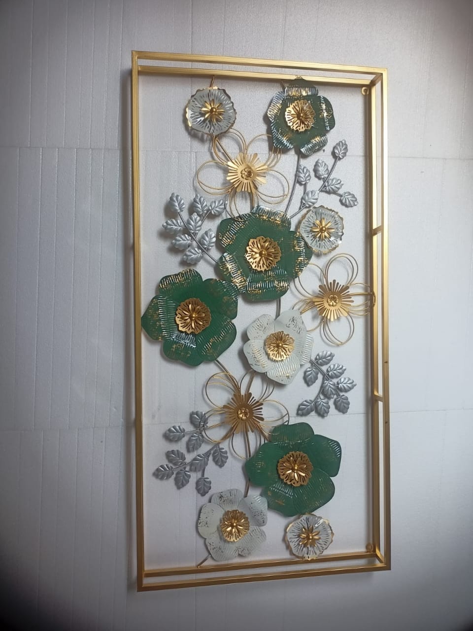 Premium Metallic Flower and Petal Frame Wall Art - 48 x 24 Inches - The Gharnish - A Unit of Satkala Creations