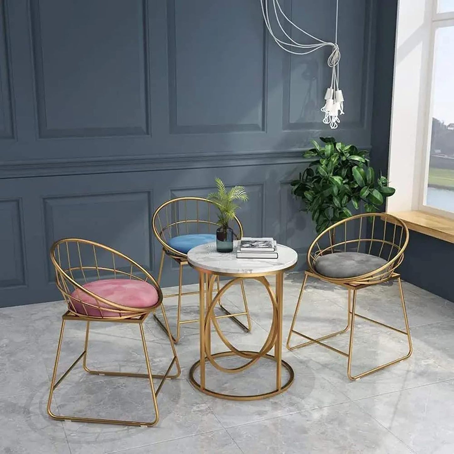 Metallic Ring Table with Marble top - The Gharnish - A Unit of Satkala Creations