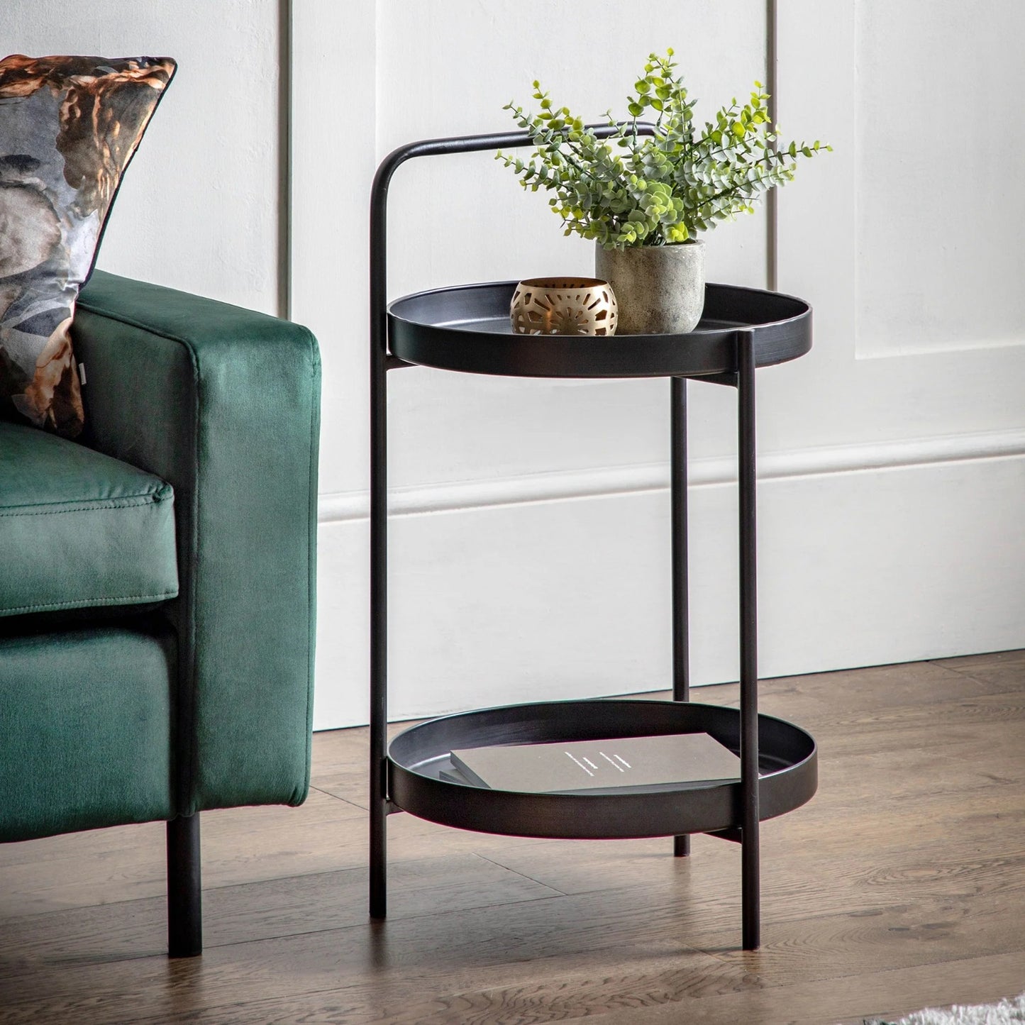 Black Iron Tray contemporary and minimalist Side Table - The Gharnish - A Unit of Satkala Creations