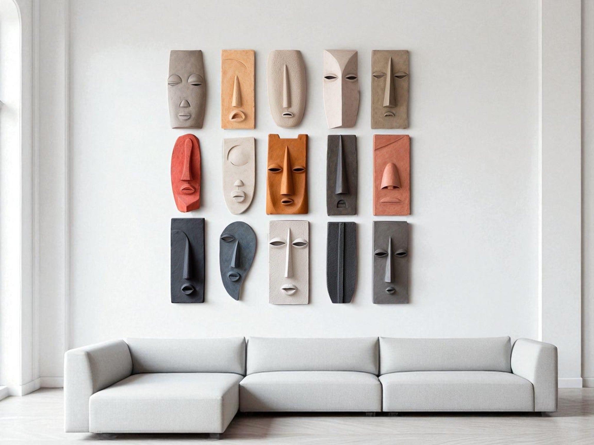 Abstract Face Mask Wall Art | Modern 3D Sculptural Home Decor - The Gharnish - A Unit of Satkala Creations