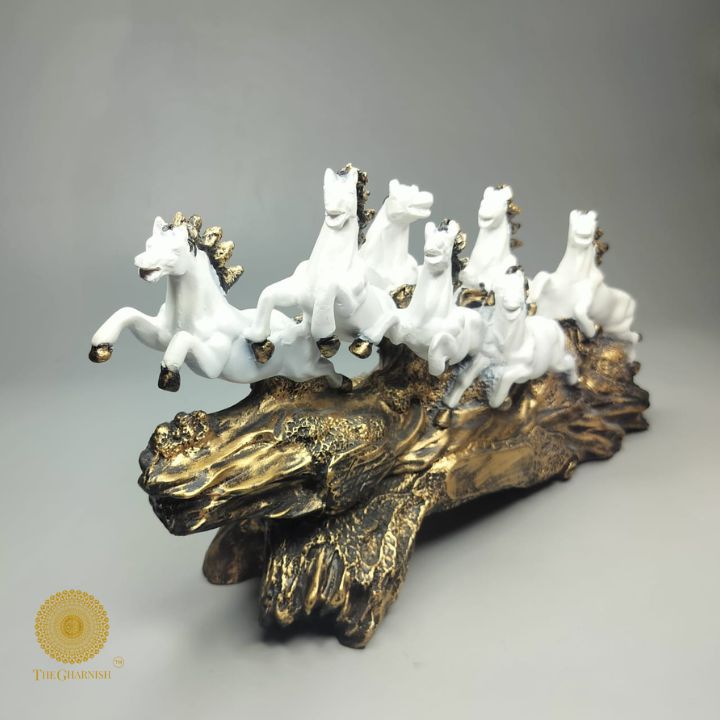 White Seven Horse for Vastu and Home Living - The Gharnish - A Unit of Satkala Creations