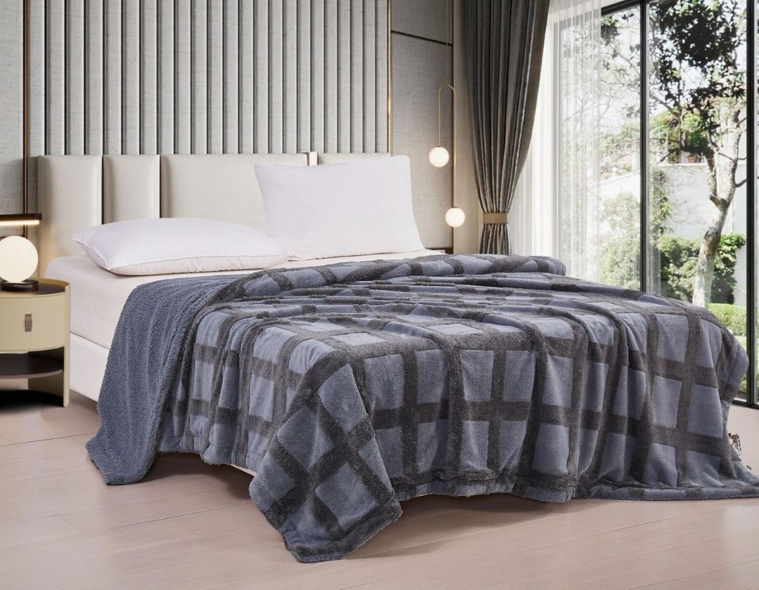 Glen soft double bed blanket from The Gharnish with Sherpa wool for winter and AC room comfort, cozy and warm.