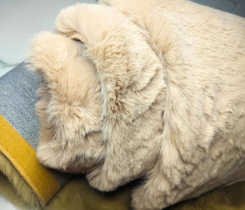 This Carpet made from high-quality faux rabbit fur, which offers an incredibly soft and plush texture. This material mimics the feel of real rabbit fur, providing a luxurious and cozy touch to your bedroom or any other area of your home.