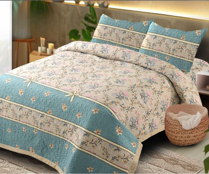 Enhance your bedroom with the Eliza Panel Design Double Bed Quilted Bedcover Set, a perfect fusion of elegance and comfort.