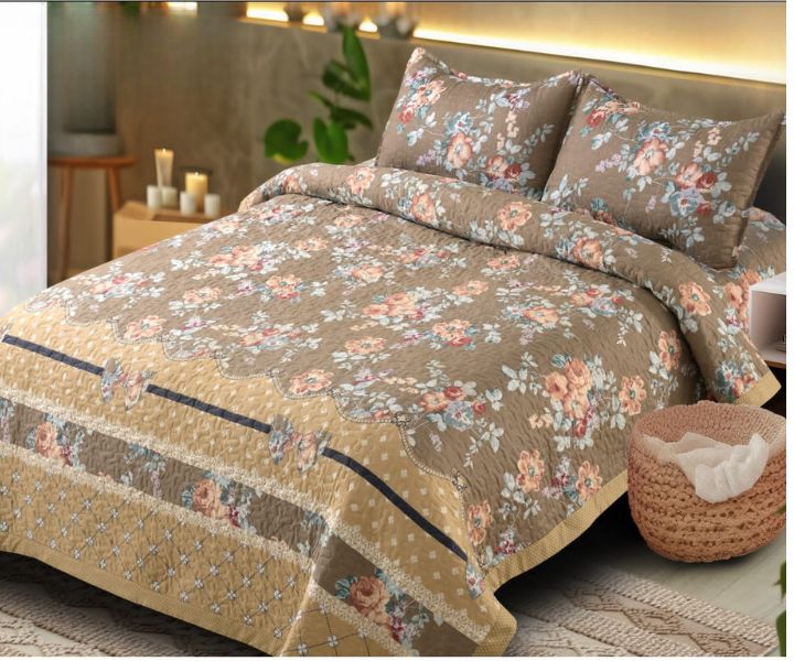 Enhance your bedroom with the Eliza Panel Design Double Bed Quilted Bedcover Set, a perfect fusion of elegance and comfort.