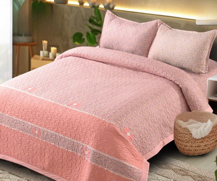 Enhance your bedroom with the Eliza Panel Design Double Bed Quilted Bedcover Set, a perfect fusion of elegance and comfort.