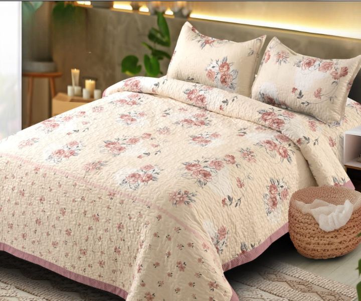 Enhance your bedroom with the Eliza Panel Design Double Bed Quilted Bedcover Set, a perfect fusion of elegance and comfort.