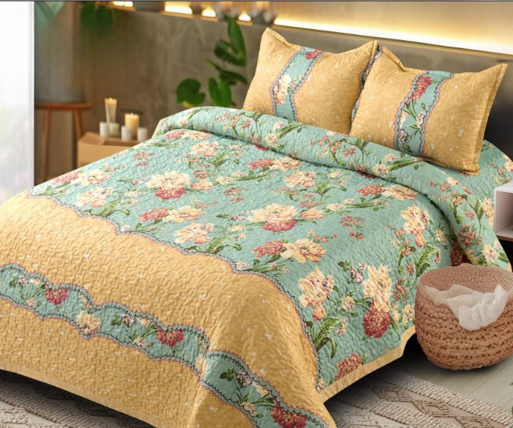 Enhance your bedroom with the Eliza Panel Design Double Bed Quilted Bedcover Set, a perfect fusion of elegance and comfort.