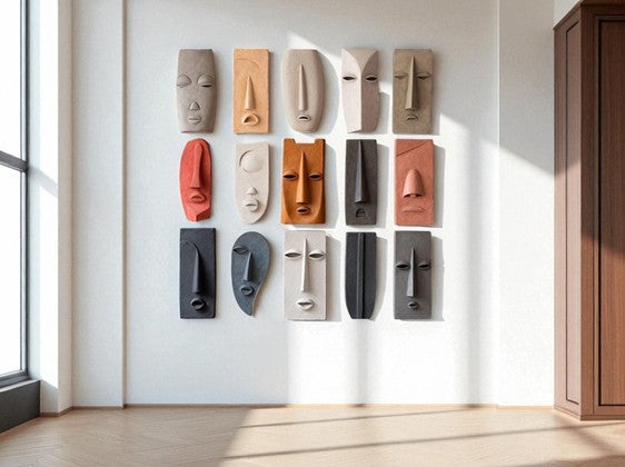 Abstract Face Mask Wall Art | Modern 3D Sculptural Home Decor - The Gharnish - A Unit of Satkala Creations
