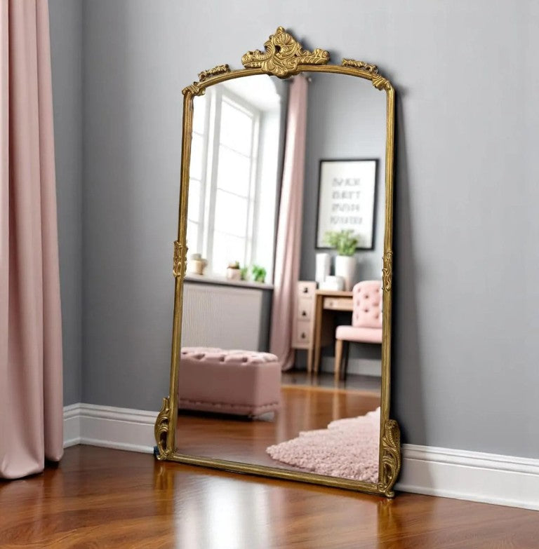 Antique Gold Full-length Standing Mirror for Living Room - The Gharnish - A Unit of Satkala Creations