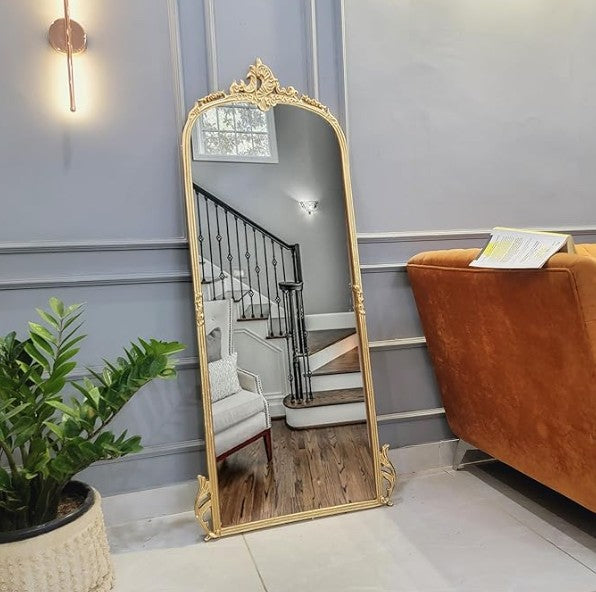 Antique Gold Full-length Standing Mirror for Living Room - The Gharnish - A Unit of Satkala Creations