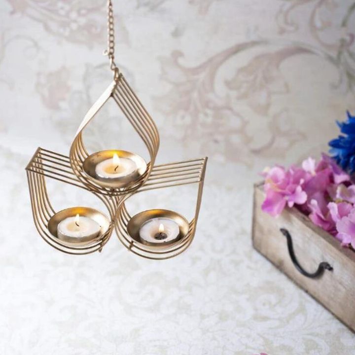 Hanging Metallic Wire Diya - The Gharnish - A Unit of Satkala Creations