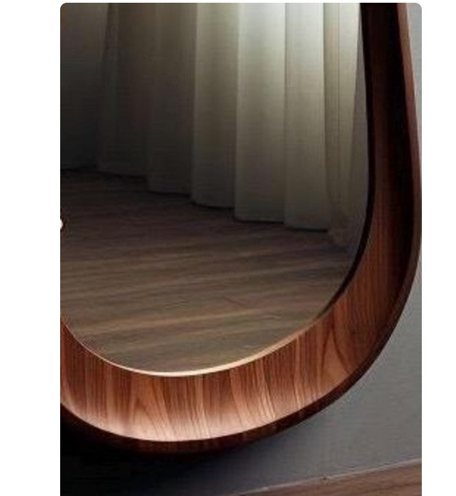 Wave Form Walnut Asymmetrical Wall Mirror – Organic Modern Decor - The Gharnish - A Unit of Satkala Creations