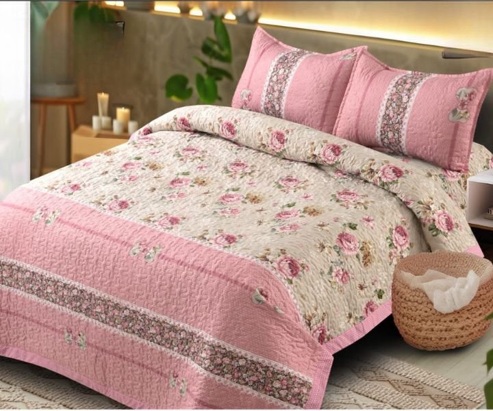 Enhance your bedroom with the Eliza Panel Design Double Bed Quilted Bedcover Set, a perfect fusion of elegance and comfort.