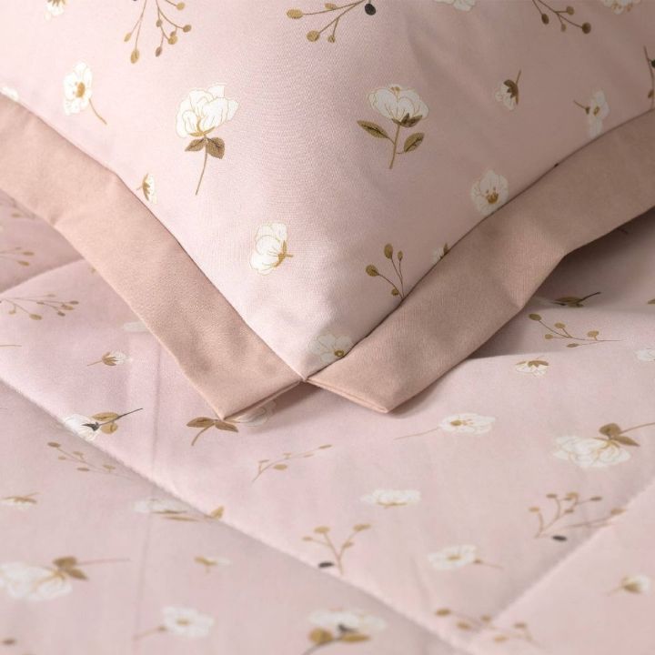 Lilly Floral Print Cotton Quilted 4 Pcs Comforter Set - The Gharnish - A Unit of Satkala Creations