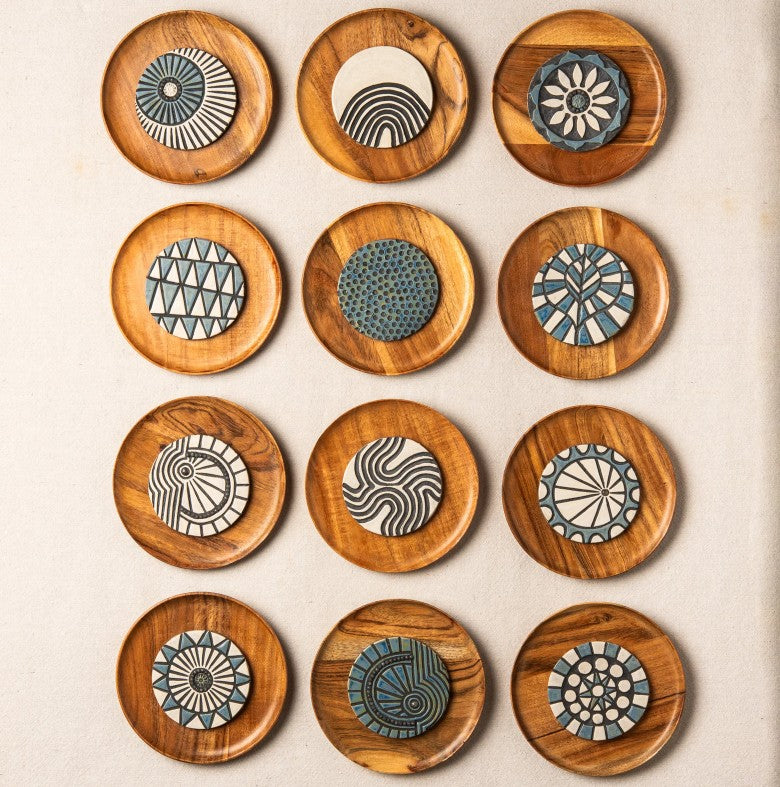 Artisan Carved Wooden Wall Sculpture – Set of 12 Framed Panels | Handcrafted Wall Art Decor - The Gharnish - A Unit of Satkala Creations