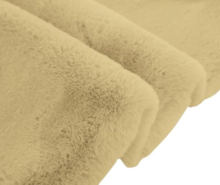 This Carpet made from high-quality faux rabbit fur, which offers an incredibly soft and plush texture. This material mimics the feel of real rabbit fur, providing a luxurious and cozy touch to your bedroom or any other area of your home.