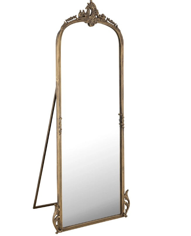 Antique Gold Full-length Standing Mirror for Living Room - The Gharnish - A Unit of Satkala Creations