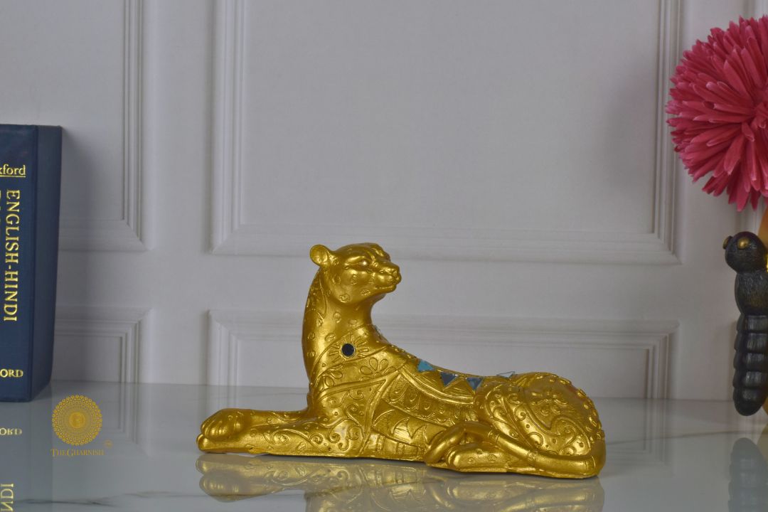 Golden Leopard Figurine - The Gharnish - A Unit of Satkala Creations