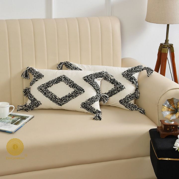 Set of 2 Supreme Off White cotton cushion covers by The Gharnish, 16x16 inches, soft and stylish for home decor.