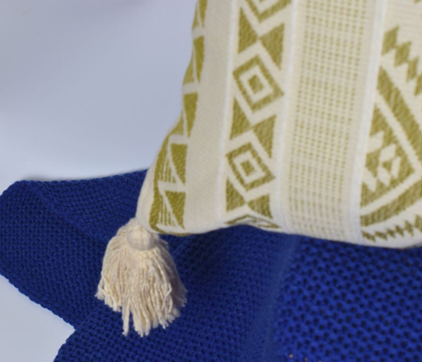 100% Pure Cotton Cushion Covers with Tussels - The Gharnish - A Unit of Satkala Creations