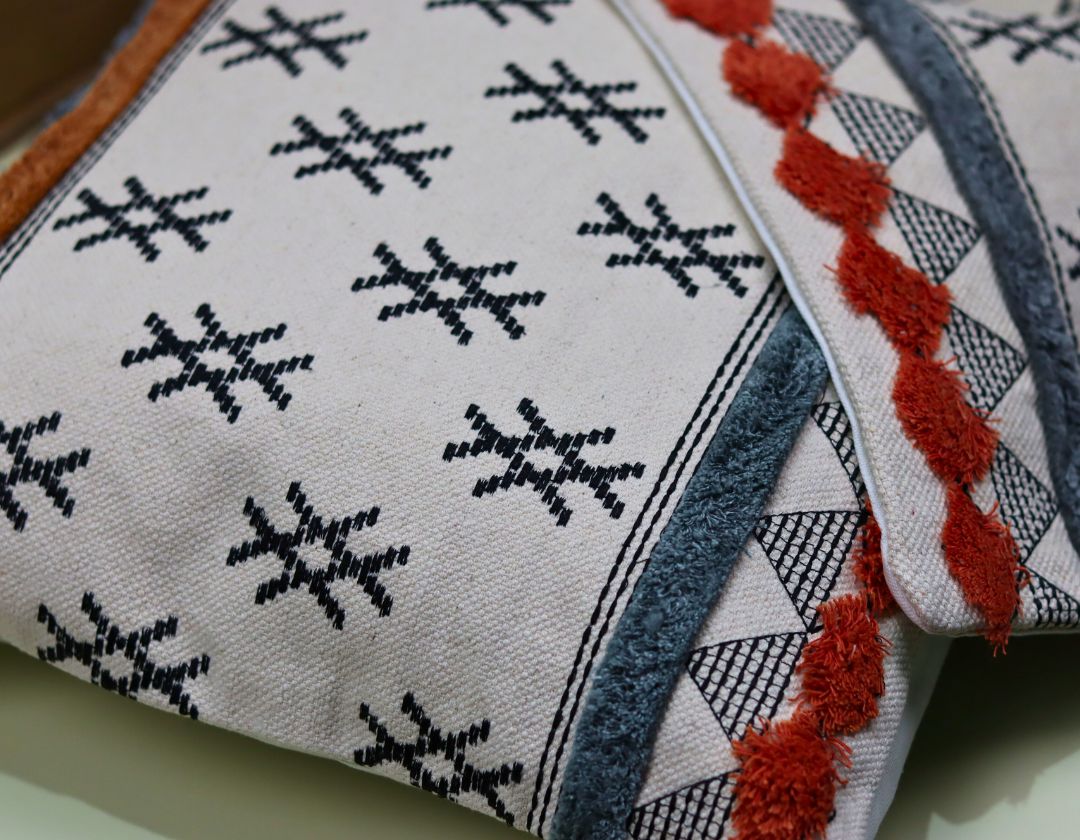 Boho Decorative & Designer Cushion Cover Set of 2 – Premium Cotton Embroidered Pillow Covers for Home Décor - The Gharnish - A Unit of Satkala Creations