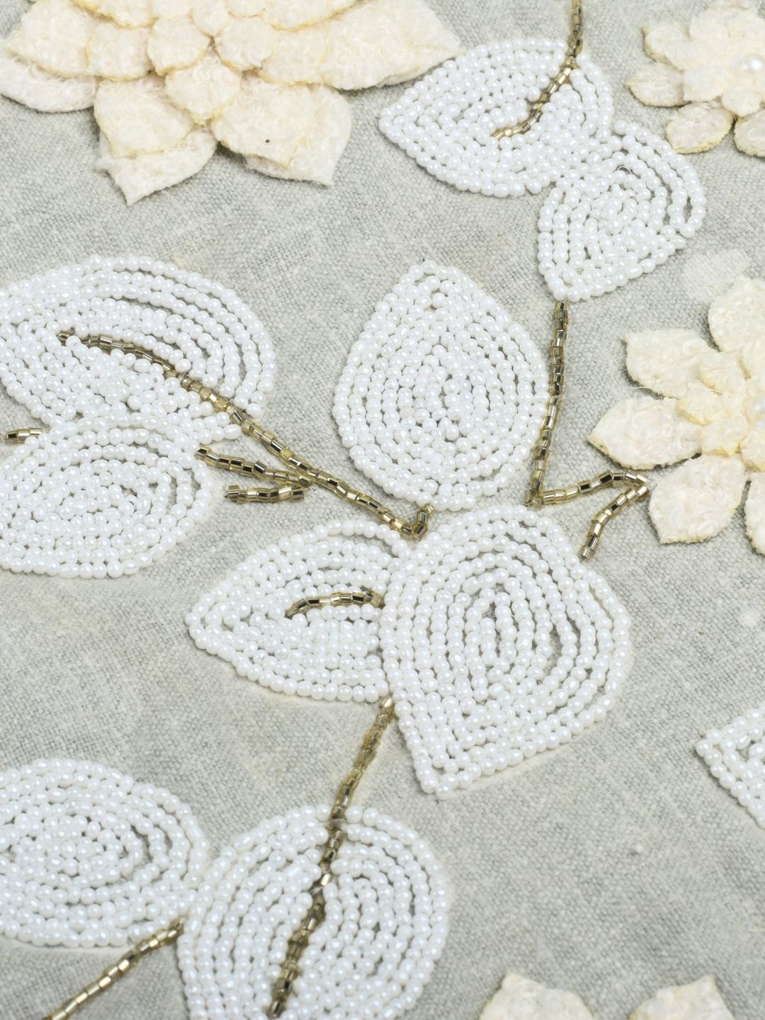 Pearl White Cushions with beads Set of 5 - The Gharnish - A Unit of Satkala Creations