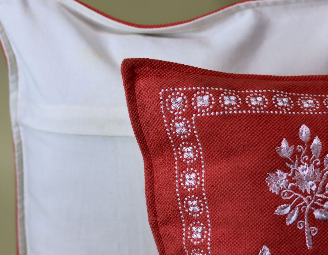 Pure Cotton Embroidered Cushion Covers – Elegance in Every Stitch - The Gharnish - A Unit of Satkala Creations
