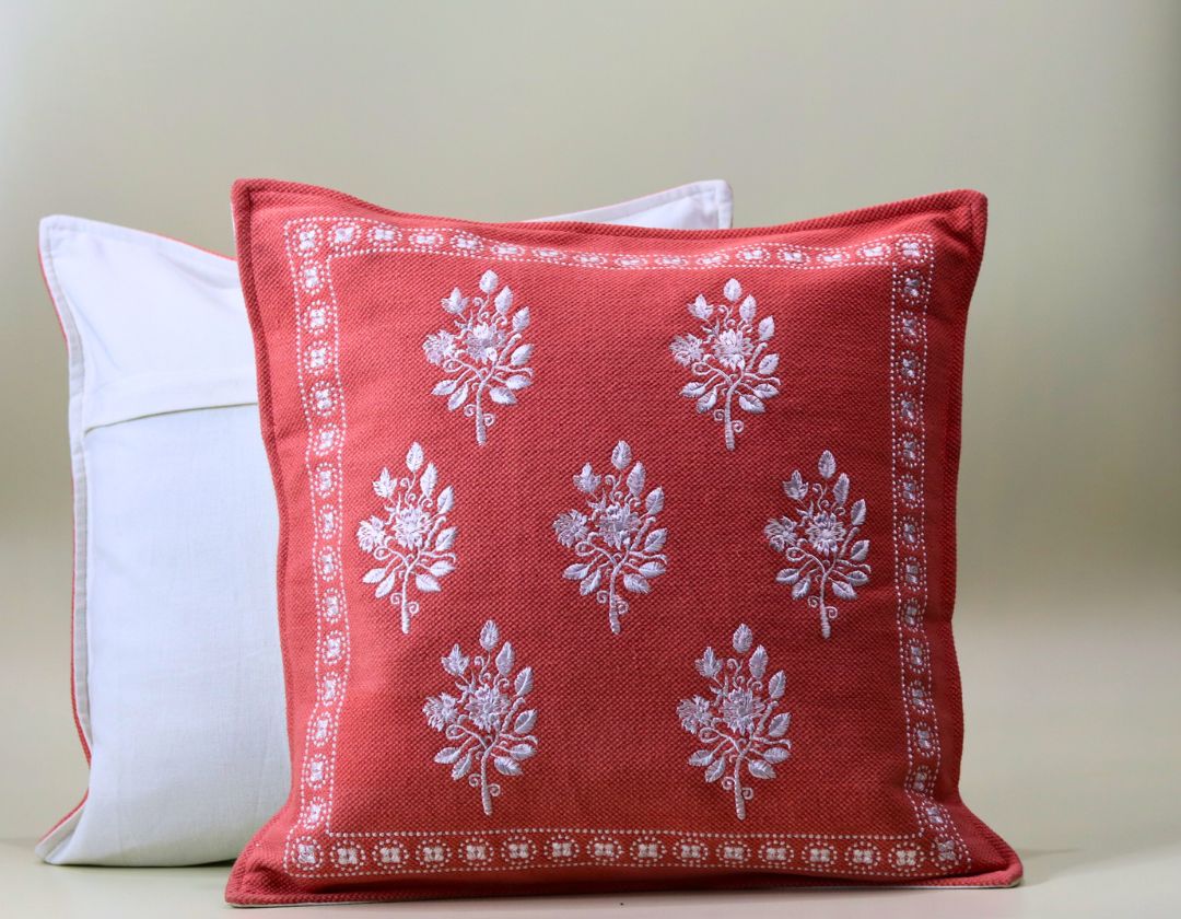 Pure Cotton Embroidered Cushion Covers – Elegance in Every Stitch - The Gharnish - A Unit of Satkala Creations