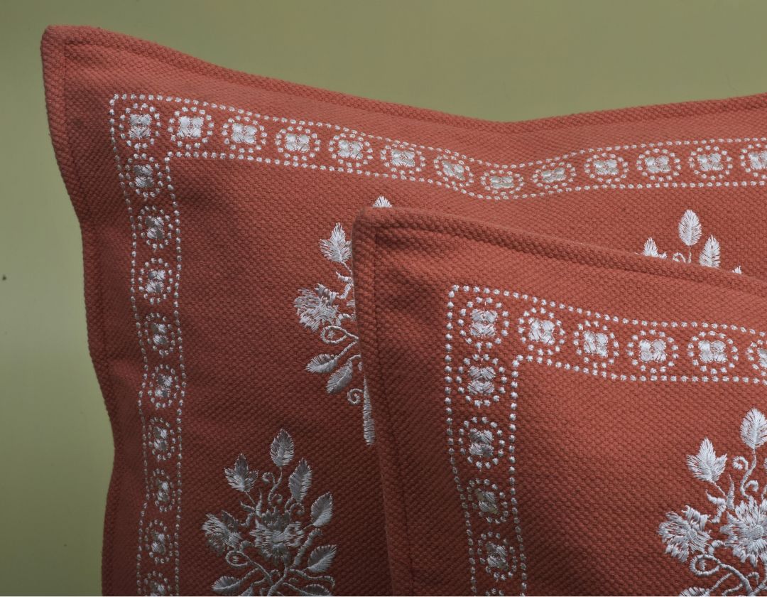 Pure Cotton Embroidered Cushion Covers – Elegance in Every Stitch - The Gharnish - A Unit of Satkala Creations