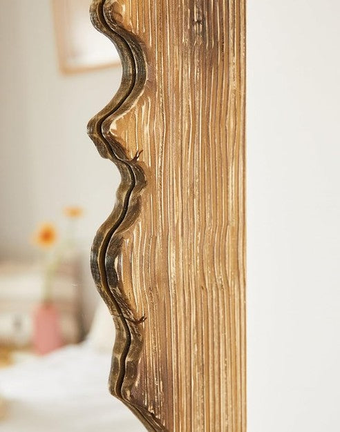 Premium The Gharnish irregular solid wood full-length mirror with an artistic, statement-making design, perfect for elegant interior decor.