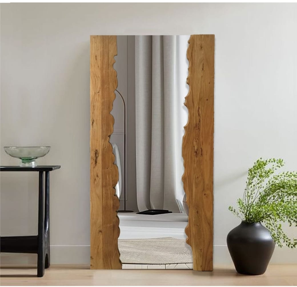 Irregular Solid Wood Full-Length Mirror – A Statement of Elegance - The Gharnish - A Unit of Satkala Creations